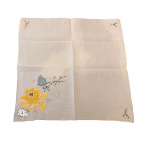 Vintage 1950s Desco Floral Handkerchief Hankie Yellow Flower UNUSED - Picture 1 of 3